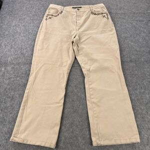 Lauren Jeans Co Ralph Lauren Jeans Womens 16W Khaki Straight Leg Studded Beige